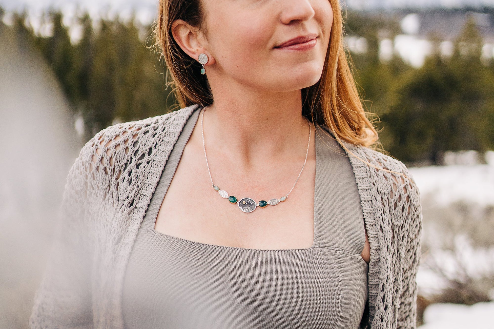 Mountain Texture Earrings with Grandidierite