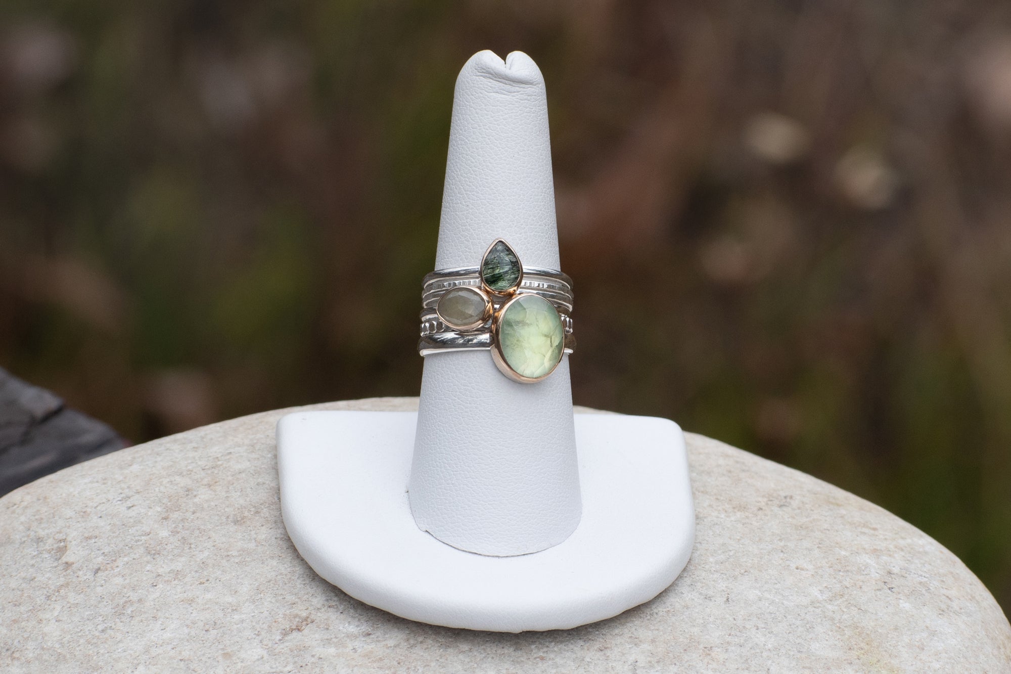 Green Stacking Ring Set