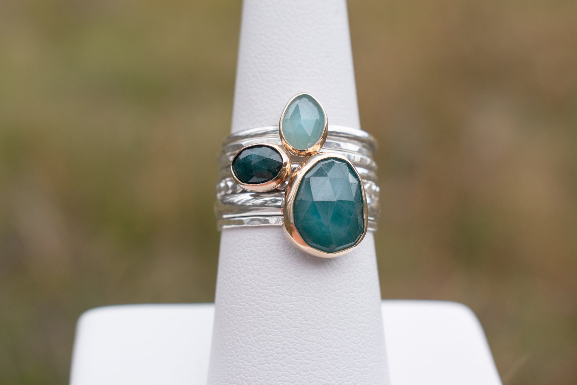 Grandidierite Stacking Ring Set S. Howell Studios