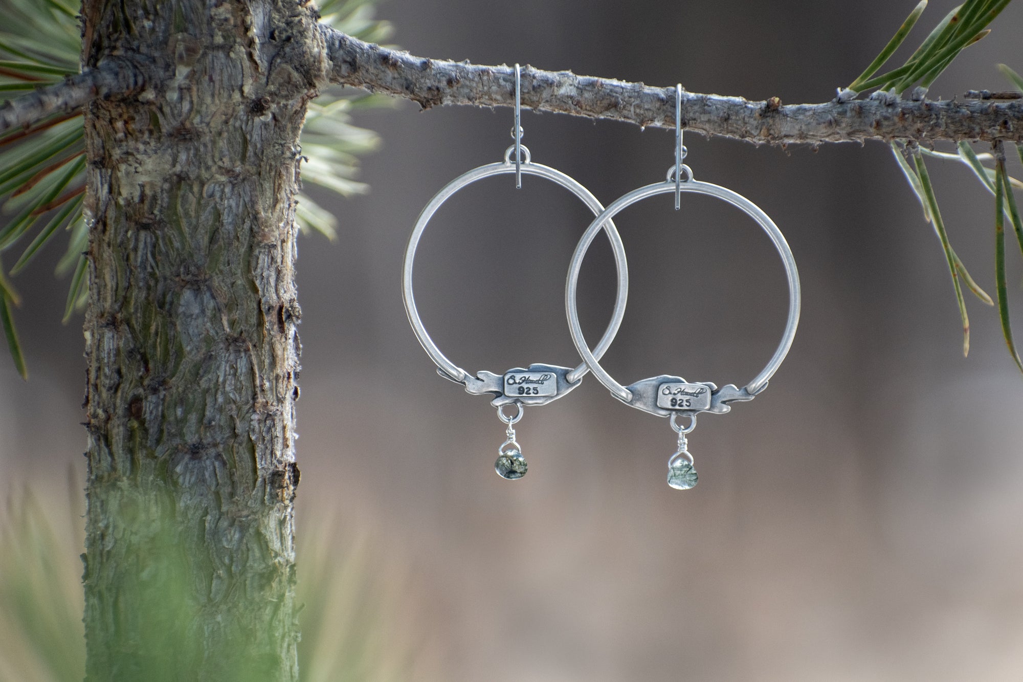 Cedar Hoops with Green Rutile