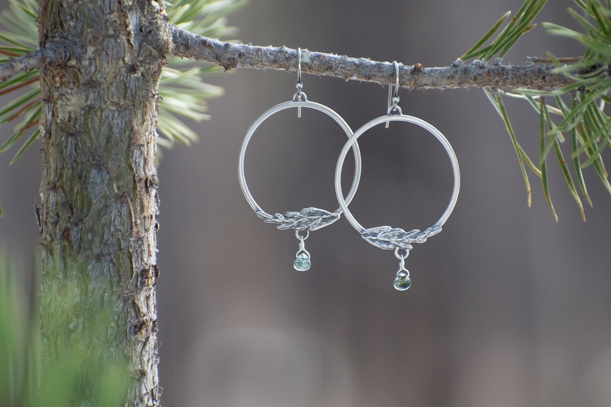 Cedar Hoops with Green Rutile