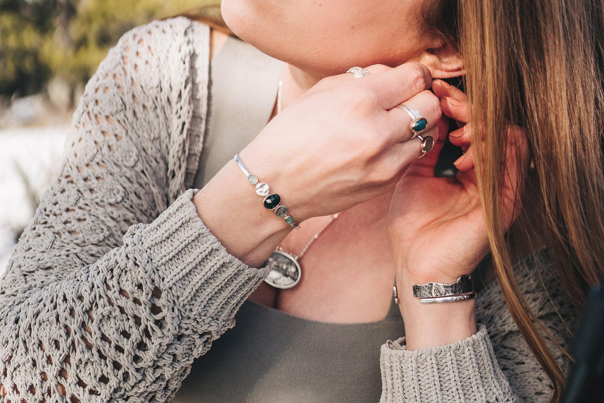 Grandidierite & Mountain Texture Cuff