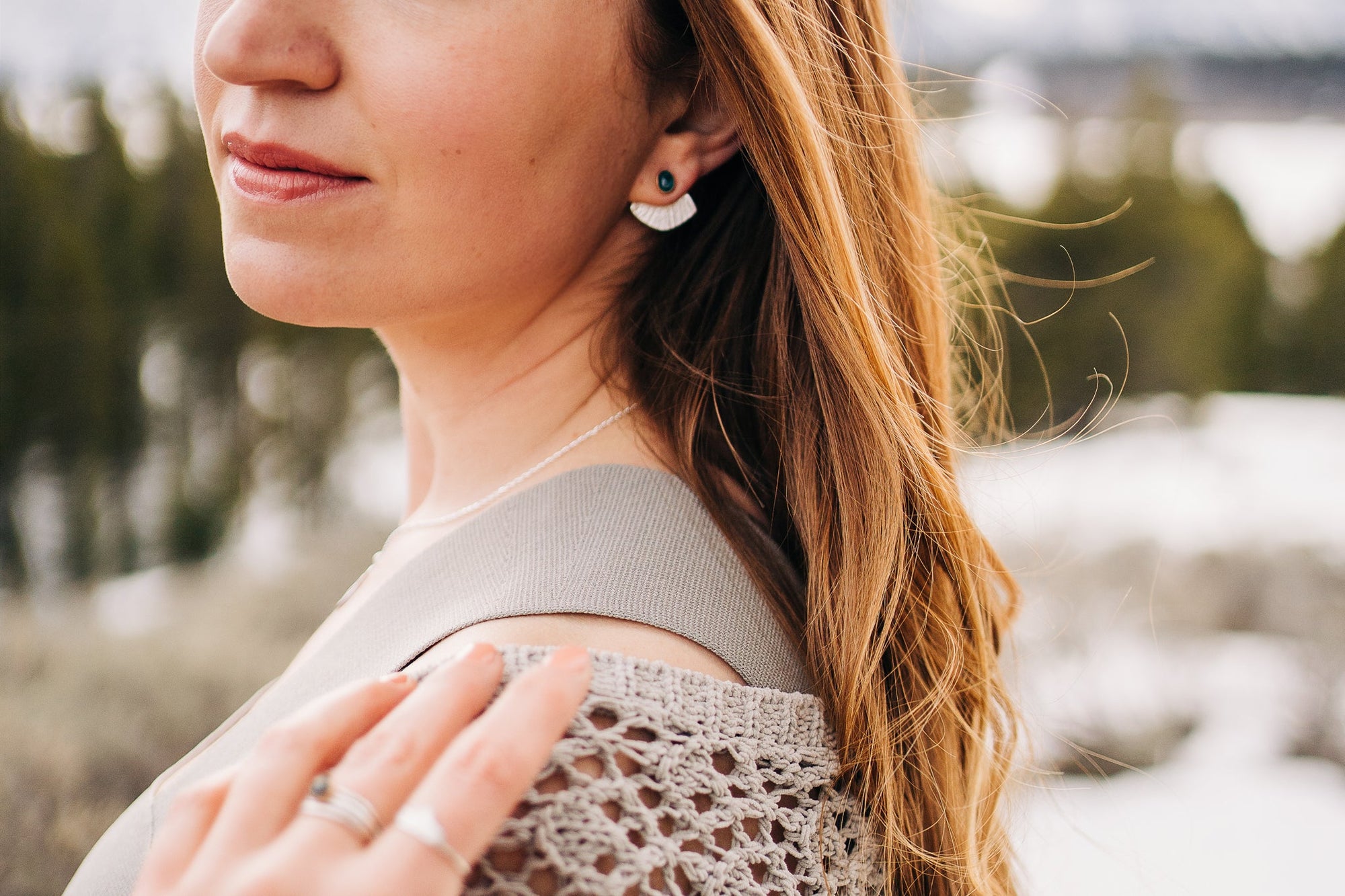 Mountain Texture Ear Jackets with Grandidierite