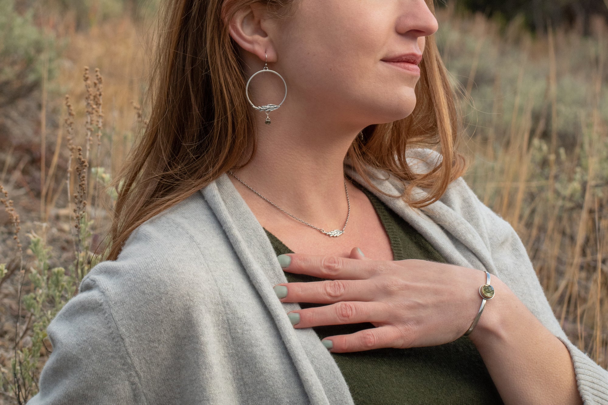 Cedar Hoops with Green Rutile