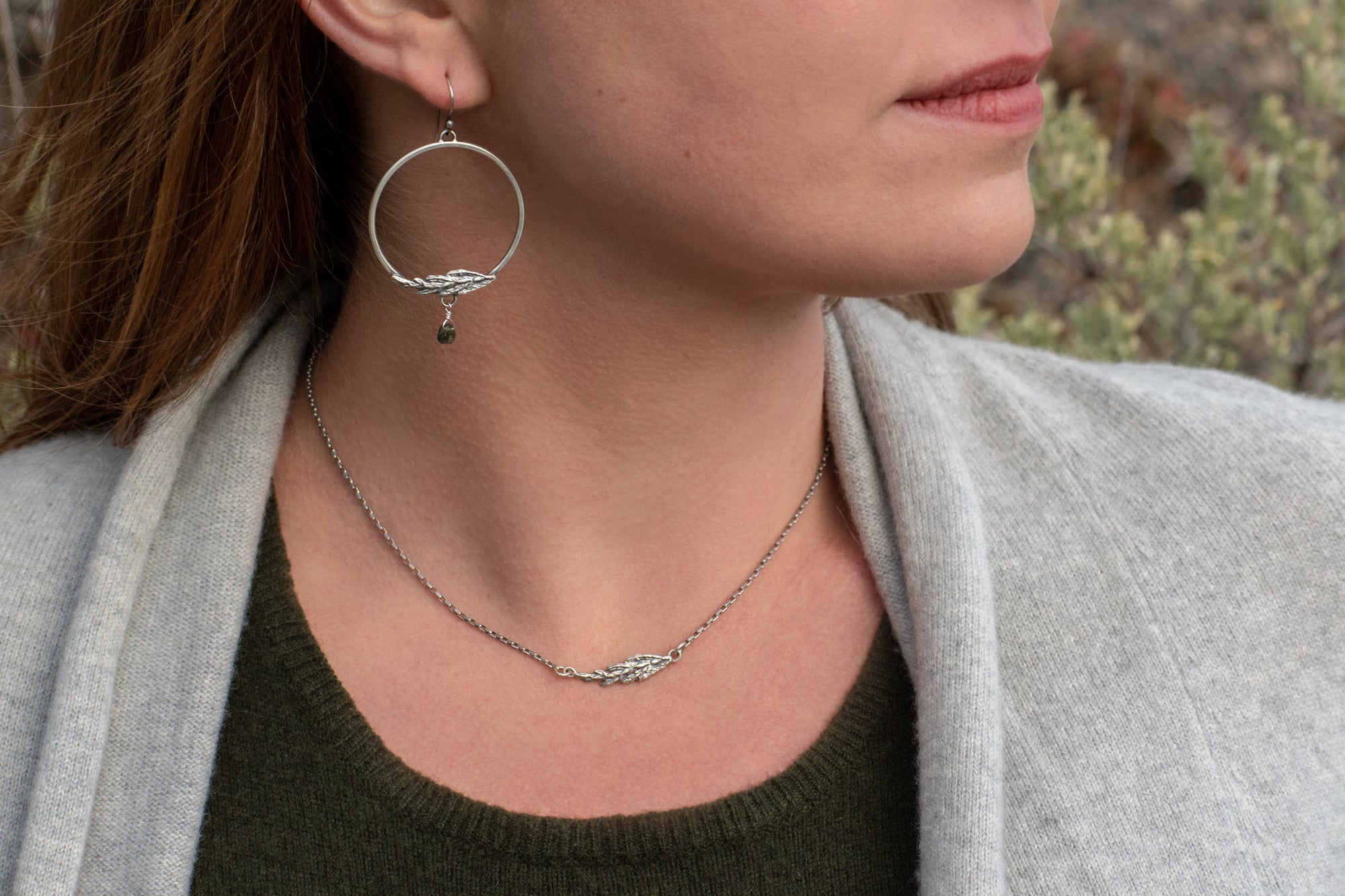 Cedar Hoops with Green Rutile