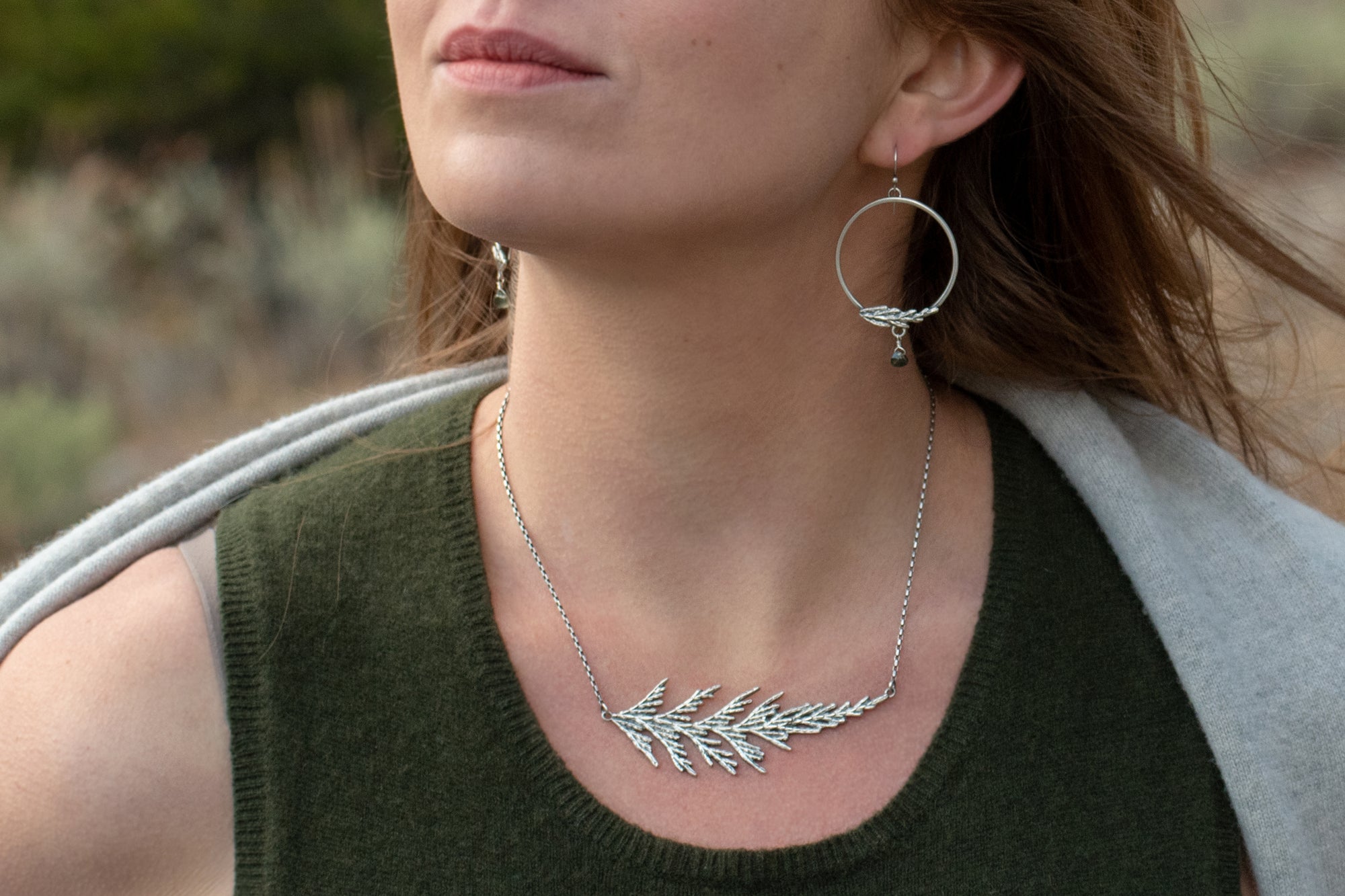 Cedar Hoops with Green Rutile