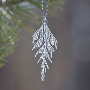 Handmade sterling silver cedar necklace